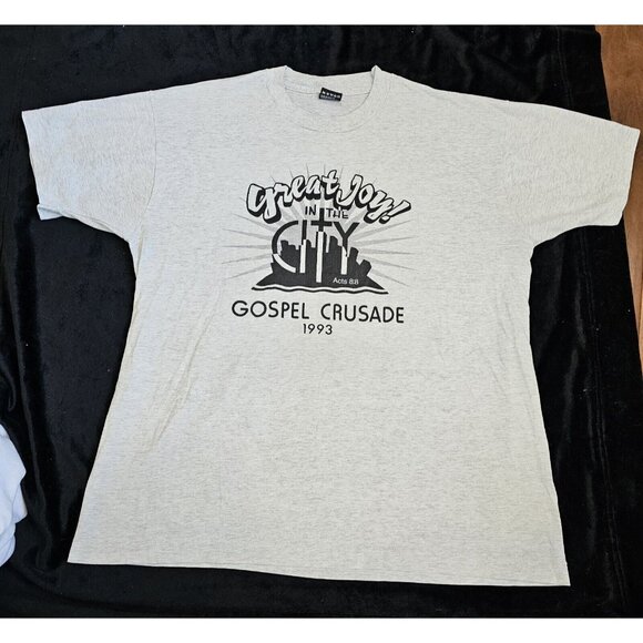 Vintage Other - Vintage 90s Religious Jesus Tee Tshirt Large Christian City Gospel Crusade
